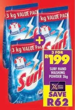 Shoprite Surf Hand Washing Powder-3kg offer