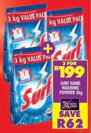 Shoprite Surf Hand Washing Powder-3kg offer