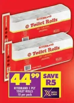 Shoprite RITEBRAND 1-PLY TOILET ROLLS offer