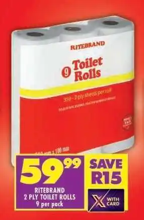 Shoprite RITEBRAND 2-Ply Toilet Rolls offer
