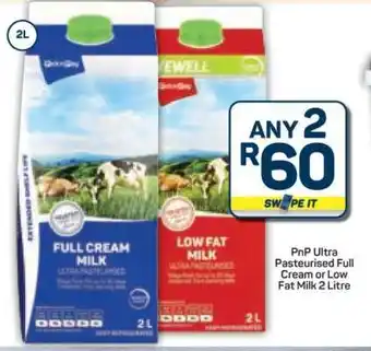 Pick n Pay Hypermarket PnP Ultra Pasteurised Full Cream or Low Fat Milk 2 Litre offer