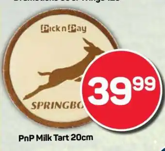 Pick n Pay PnP Milk Tart 20cm offer