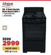 HiFi Corp Univa 58L 4 Plate Electric Stove Black U405-1 offer