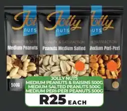 1UP Jolly nuts medium peanuts & raisins, medium salted peanuts, medium peri-peri peanuts offer