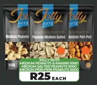1UP Jolly nuts medium peanuts & raisins, medium salted peanuts, medium peri-peri peanuts offer