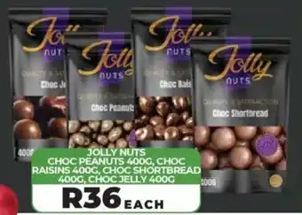 1UP Jolly nuts choc peanuts, choc raisins, choc shortbread, choc jelly offer