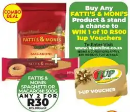 1UP Fattis & monis spaghetti or macaroni offer