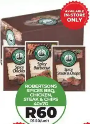 1UP Robertsons spices bbq chicken, steak & chips offer