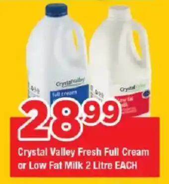 OK Grocer Crystal Valley Fresh Full Cream or Low Fat Milk offer