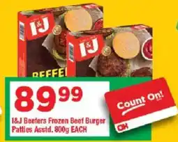 OK Grocer I&J Beefers Frozen Beef Burger Patties Asstd. offer