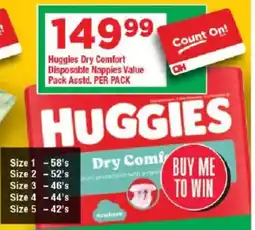 OK Grocer Huggies Dry Comfort Disposable Nappies Value Pack Asstd. offer