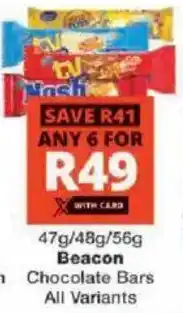 Checkers Hyper Beacon Chocolate Bars All Variants offer