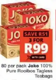 Checkers Hyper Joko 100% Pure Rooibos Tagless Teabags offer