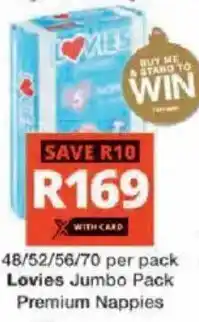 Checkers Hyper Lovies Jumbo Pack Premium Nappies offer