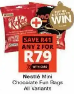 Checkers Hyper Nestlé Mini Chocolate Fun Bags All Variants offer