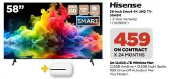 HiFi Corp Hisense 58-inch Smart 4K UHD TV-58A6N offer