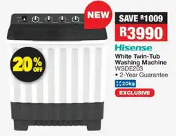 OK Furniture Hisense White Twin-Tub Washing Machine WSDE203 offer