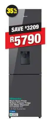 OK Furniture Hisense Black Glass-Finish Bottom-Freezer Fridge with Water Dispenser H370BMI-B/1-VD offer