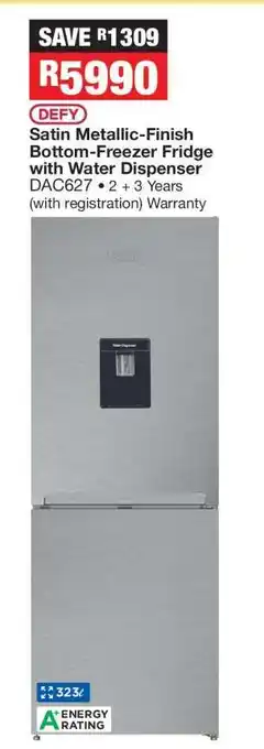 OK Furniture DEFY Satin Metallic-Finish Bottom-Freezer Fridge with Water Dispenser offer