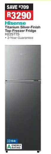 OK Furniture Hisense Titanium Silver-Finish Top-Freezer Fridge H225TTS offer