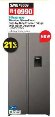 OK Furniture Hisense Titanium Silver-Finish Side-by-Side Freezer-Fridge with Water Dispenser H680SIT-WD offer