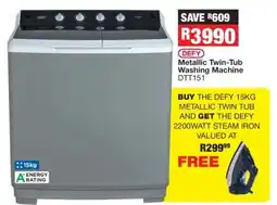 OK Furniture Defy Metallic Twin-Tub Washing Machine DTT151 offer