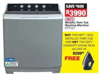OK Furniture Defy Metallic Twin-Tub Washing Machine DTT151 offer