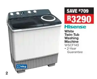 OK Furniture Hisense White Twin-Tub Washing Machine WSCF143 offer