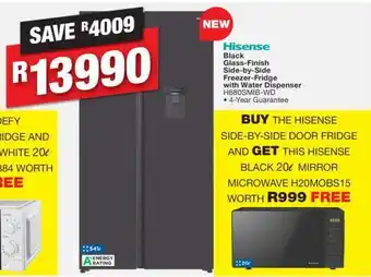 OK Furniture Hisense Black Glass-Finish Side-by-Side Freezer-Fridge offer