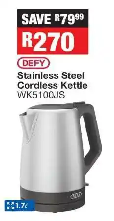 OK Furniture DEFY Stainless Steel Cordless Kettle WK5100JS offer