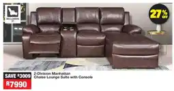 OK Furniture 2-Division Manhattan Chaise Lounge Suite with Console offer