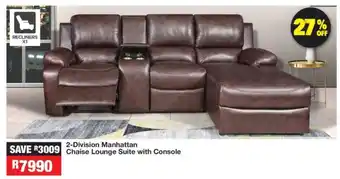OK Furniture 2-Division Manhattan Chaise Lounge Suite with Console offer