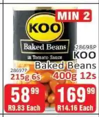 KitKat Cash and Carry KOO Baked Beans 215g 6s offer