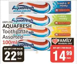 KitKat Cash and Carry AQUAFRESH Toothpaste Assorted offer