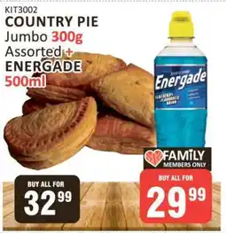 KitKat Cash and Carry COUNTRY PIE Jumbo 300g Assorted + ENERGADE 500ml offer