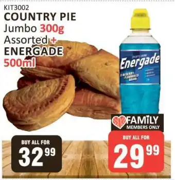 KitKat Cash and Carry COUNTRY PIE Jumbo 300g Assorted + ENERGADE 500ml offer