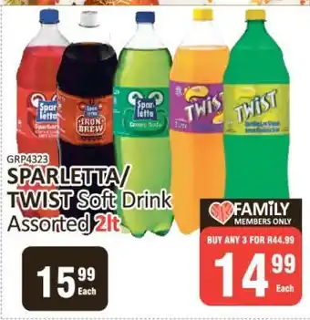 KitKat Cash and Carry SPAR LETTA/TWIST Soft Drink Assorted 2lt offer