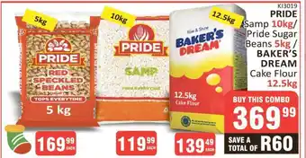 KitKat Cash and Carry PRIDE Samp 10kg / Pride Sugar Beans 5kg / BAKER'S DREAM Cake Flour 12.5kg offer