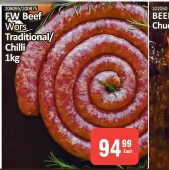 KitKat Cash and Carry FW Beef Wors Traditional/Chilli 1kg offer