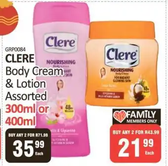 KitKat Cash and Carry Clere Body Cream & Lotion Assorted offer