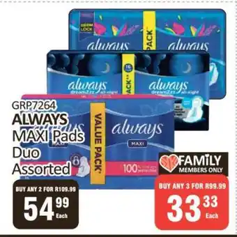 KitKat Cash and Carry ALWAYS MAXI Pads Duo Assorted offer