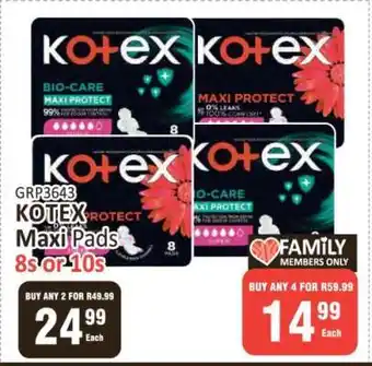 KitKat Cash and Carry KOTEX Maxi Pads 8s or 10s offer