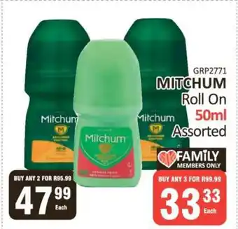 KitKat Cash and Carry Mitchum Roll On 50ml Assorted offer