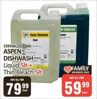 KitKat Cash and Carry ASPEN DISHWASH Liquid 5lt + Thin Bleach 5lt offer