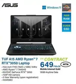 Incredible Connection ASUS TUF A15 AMD Ryzen 7 RTX 3050 Laptop offer