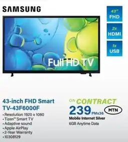 Incredible Connection Samsung 43-inch FHD Smart TV-43F6000F offer