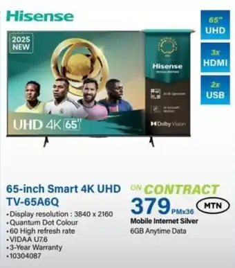 Incredible Connection Hisense 65-inch Smart 4K UHD TV-65A6Q offer