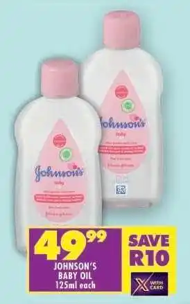 Shoprite JOHNSON'S BABY OIL 125ml each offer