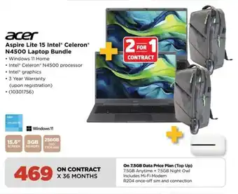 HiFi Corp Acer Aspire Lite 15 Intel Celeron N4500 Laptop Bundle offer