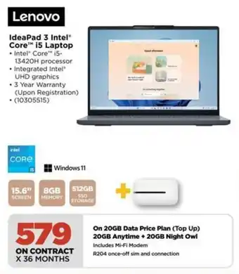 HiFi Corp Lenovo IdeaPad 3 Intel Core i5 Laptop offer
